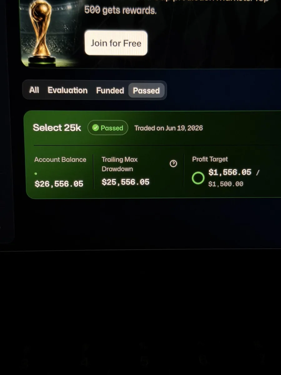 Passed 25k evaluation account with profit target reached by a TFW member